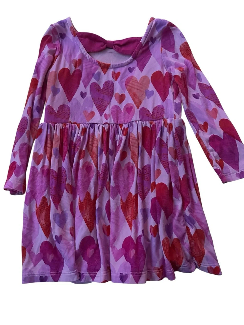 Little Sleepies pink hearts and crafts bow back skater with bodysuit 18-24